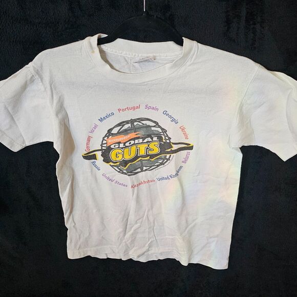 Vtg 1995 Nickelodeon Global Guts Youth L T-Shirt Single Stitch Small Stain